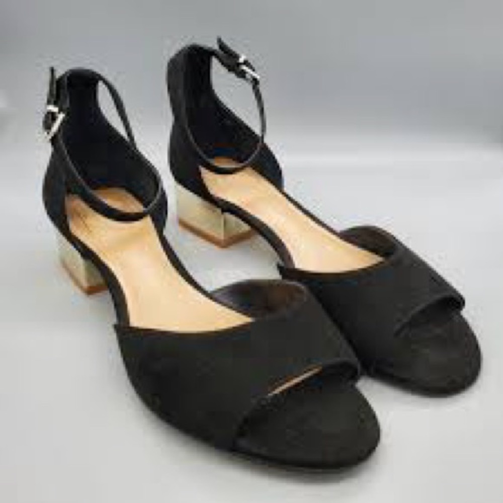 Kaari Blue Black Ankle Strap Heels